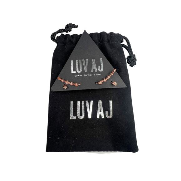 LUV AJ Pierced Earrings Rose Gold Tone Stud & Climber NEW with Storage Pouch - Picture 1 of 9